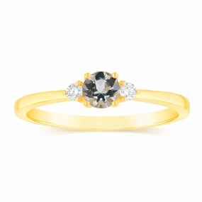 0.24 Carat Aquamarine and Diamond Ring in 9ct Yellow Gold