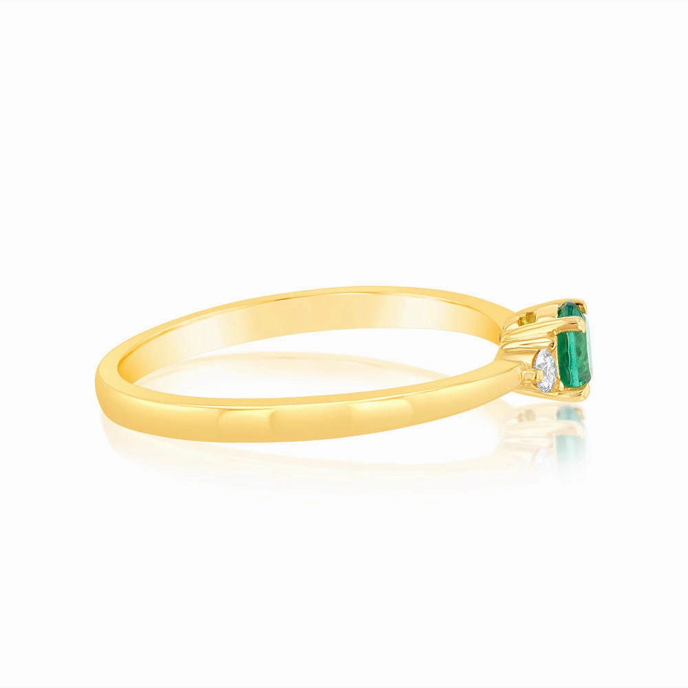 0.24 Carat Created Emerald and Diamond Ring in 9ct Yellow Gold