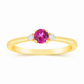 0.30 Carat Created Ruby and Diamond Ring in 9ct Yellow Gold
