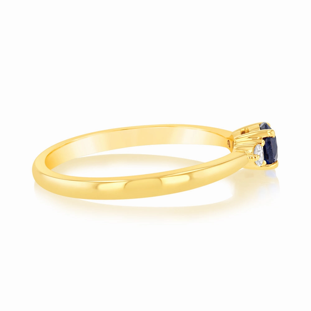 0.30 Carat Created Sapphire and Diamond Ring in 9ct Yellow Gold