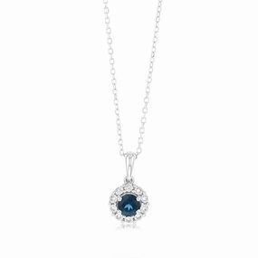 0.30 Carat London Blue Topaz and Diamond Pendant with 45cm Chain in 9ct White Gold