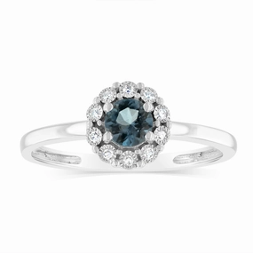 0.30 Carat London Blue Topaz and Diamond Ring in 9ct White Gold