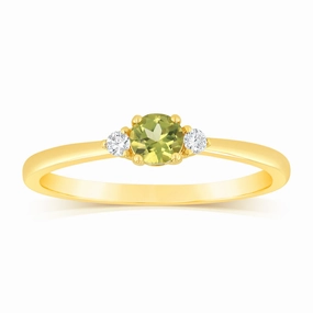0.30 Carat Peridot and Diamond Ring in 9ct Yellow Gold
