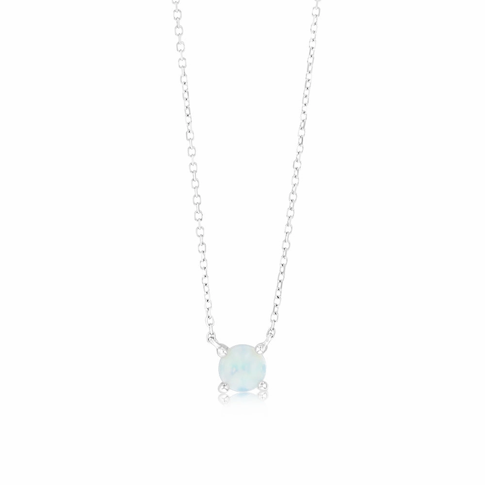 0.40 Carat Opal Pendant with 45cm Chain in 9ct White Gold