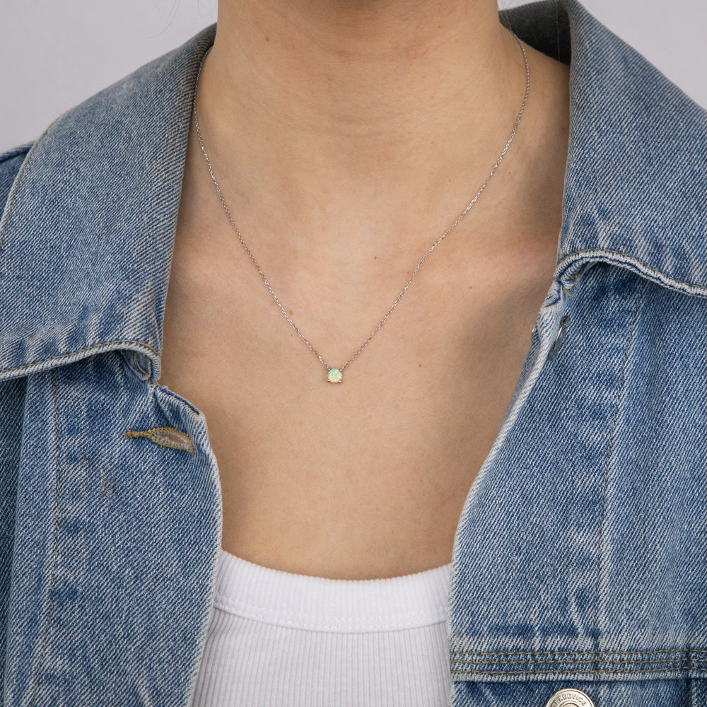 0.40 Carat Opal Pendant with 45cm Chain in 9ct White Gold