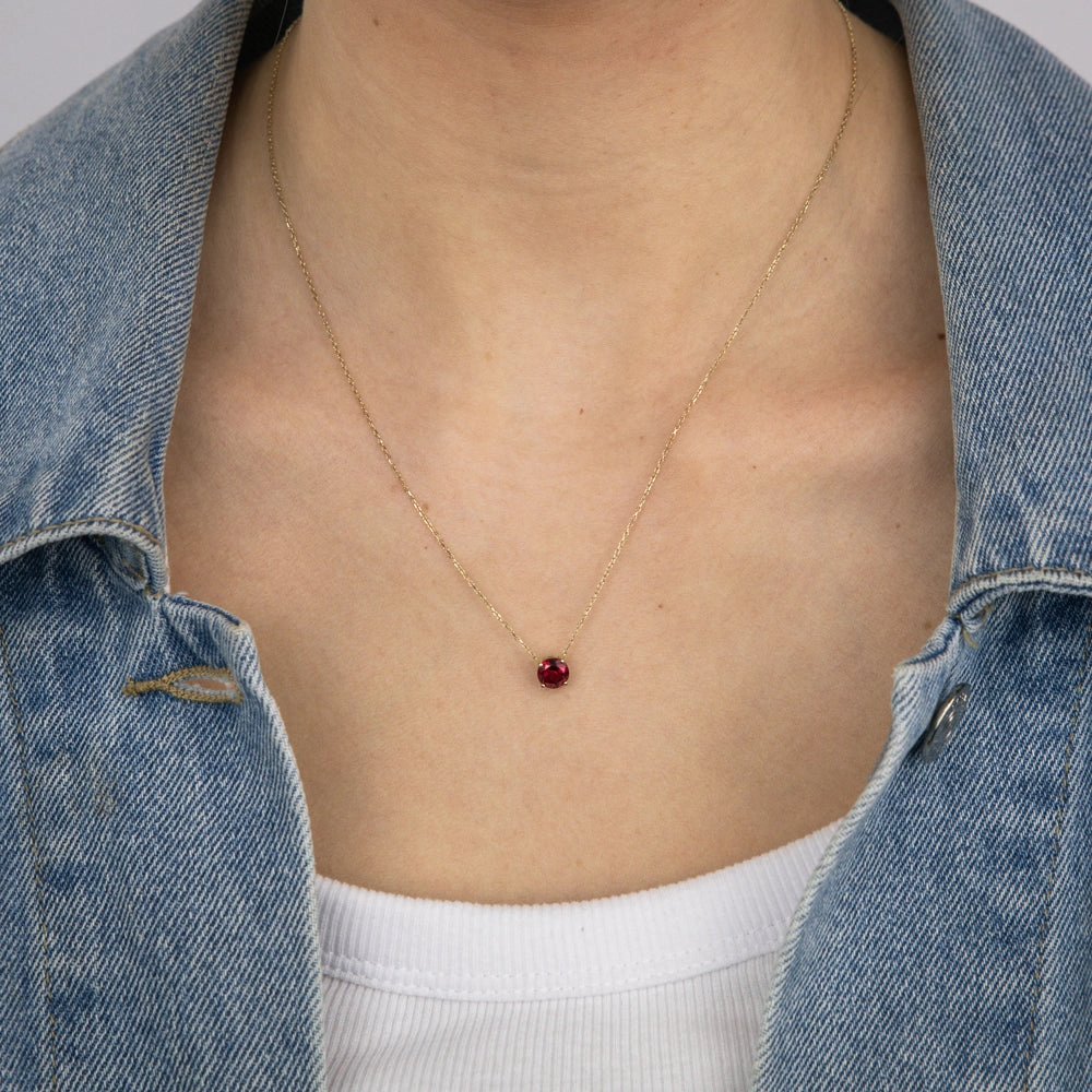 0.67 Carat Created Ruby Pendant with 45cm Chain in 9ct Yellow Gold