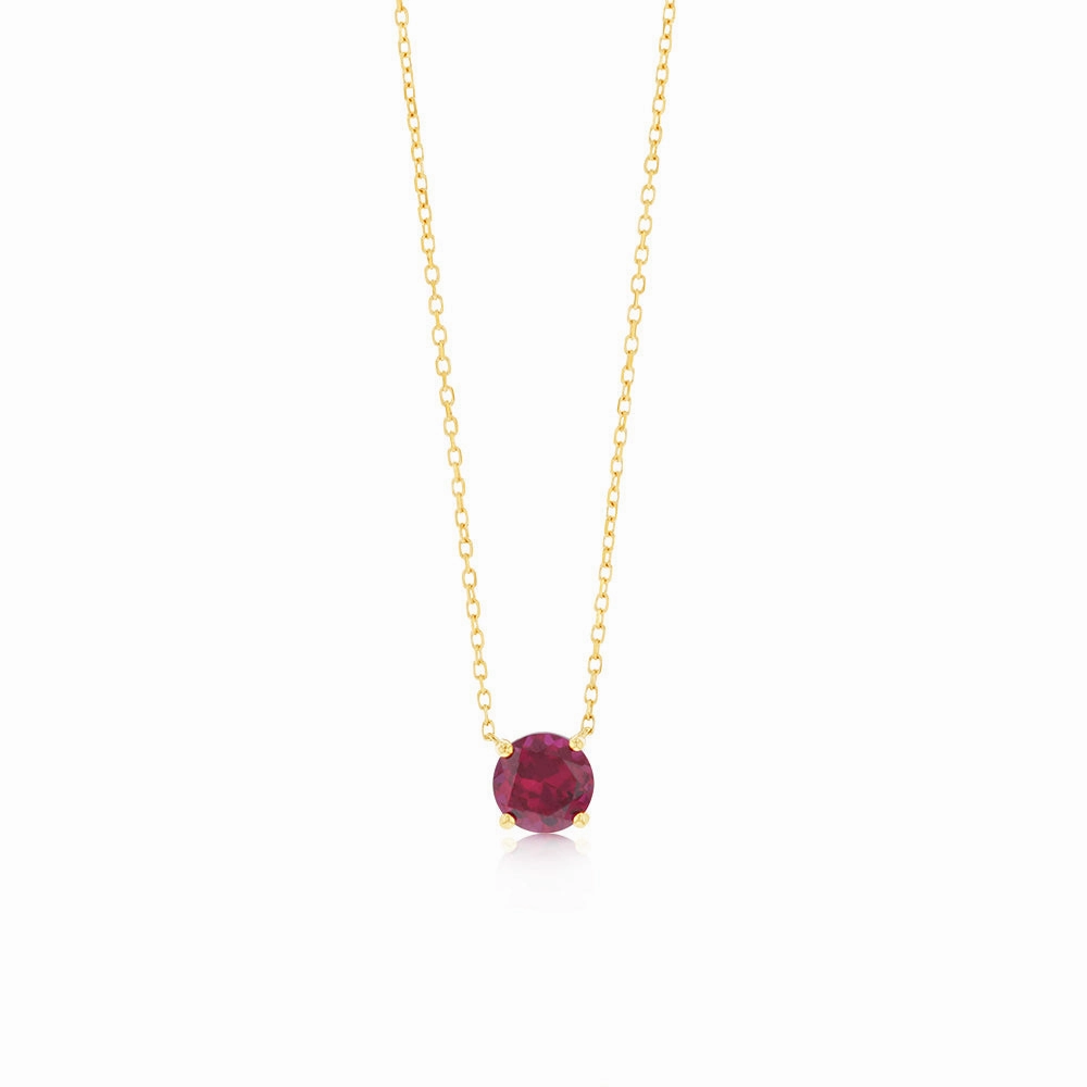 0.67 Carat Created Ruby Pendant with 45cm Chain in 9ct Yellow Gold
