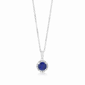 0.67 Carat Created Sapphire and Diamond Pendant with 45cm Chain in 9ct White Gold