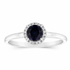 0.67 Carat Created Sapphire and Diamond Ring in 9ct White Gold