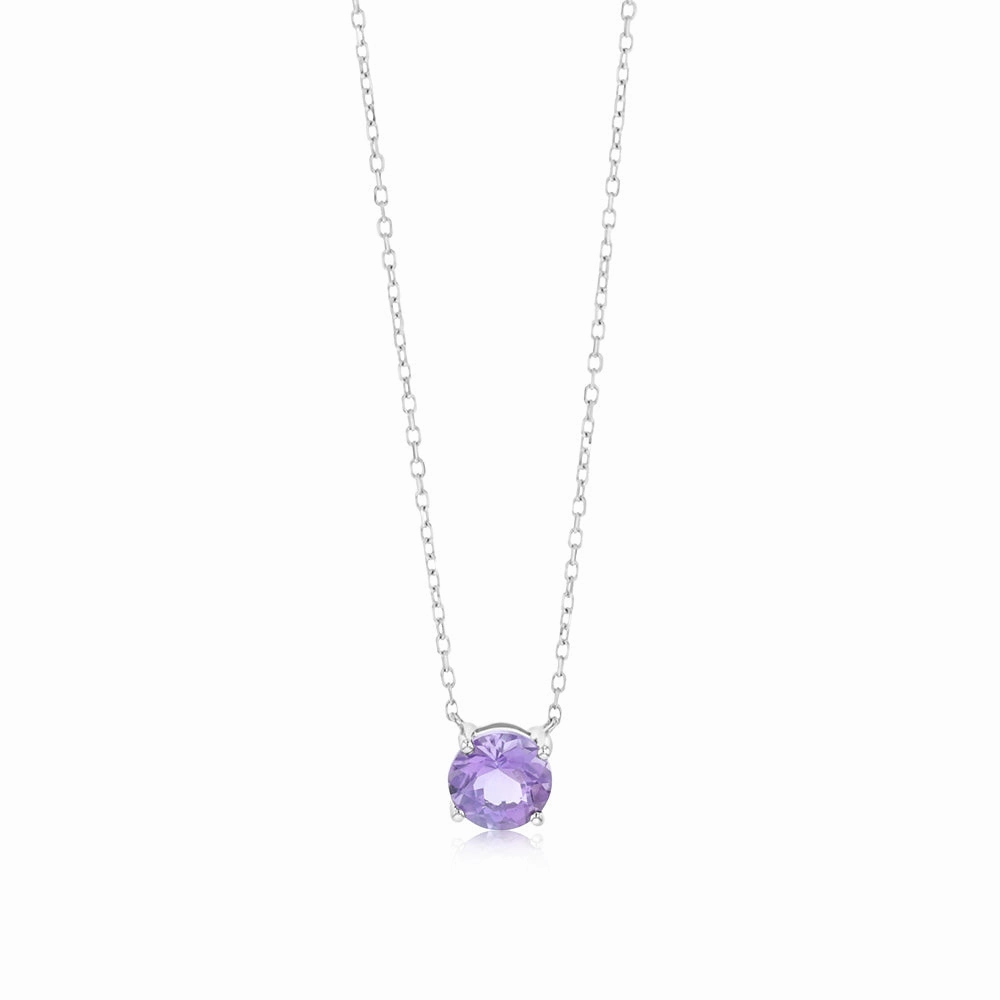 0.76 Carat Amethyst Pendant with 45cm Chain in 9ct White Gold