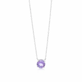 0.76 Carat Amethyst Pendant with 45cm Chain in 9ct White Gold