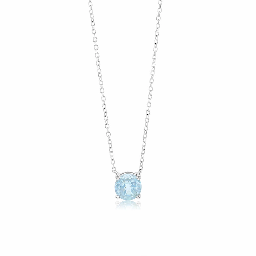 0.7 Carat Aquamarine Pendant with 45cm Chain in 9ct White Gold