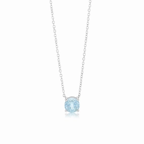 0.7 Carat Aquamarine Pendant with 45cm Chain in 9ct White Gold