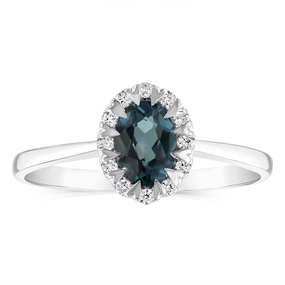 0.90 Carat London Blue Topaz and Diamond Ring in 9ct White Gold