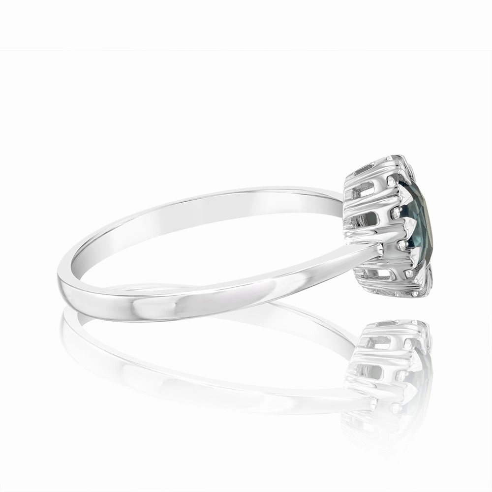 0.90 Carat London Blue Topaz and Diamond Ring in 9ct White Gold
