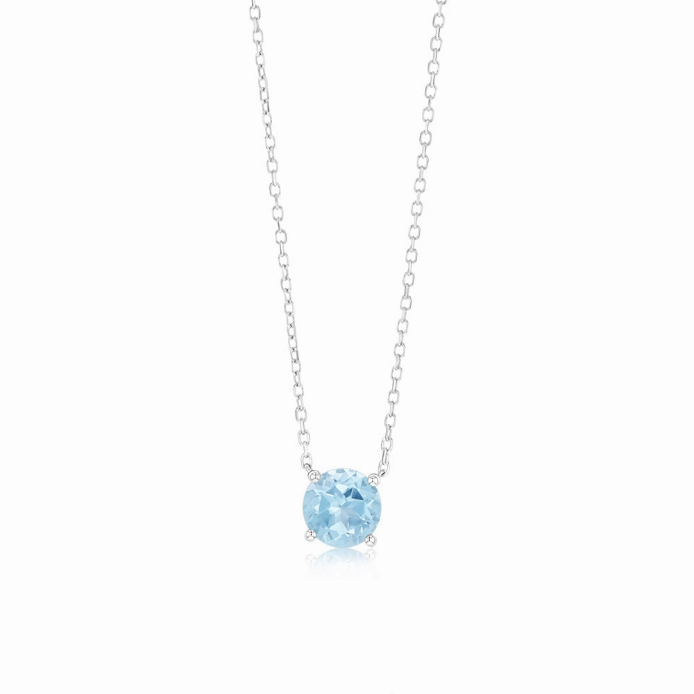 0.9 Carat Blue Topaz Pendant with 45cm Chain in 9ct White Gold