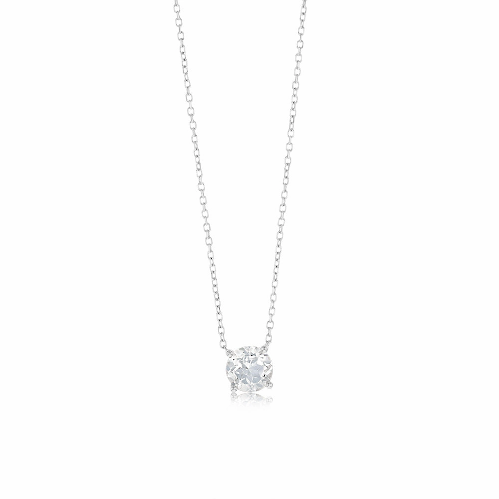 0.9 Carat White Topaz with 45cm Chain in 9ct White Gold
