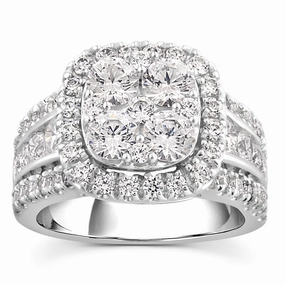14ct White Gold Luminesce Lab Grown 2.96 Carat Diamond Ring SIZE N