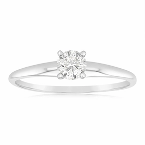 14ct White Gold Solitaire Ring With 50 Point Brilliant Cut Diamond