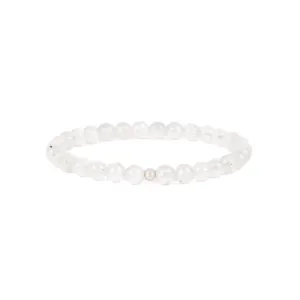 14k White Gold Rainbow Moonstone Bead Bracelet