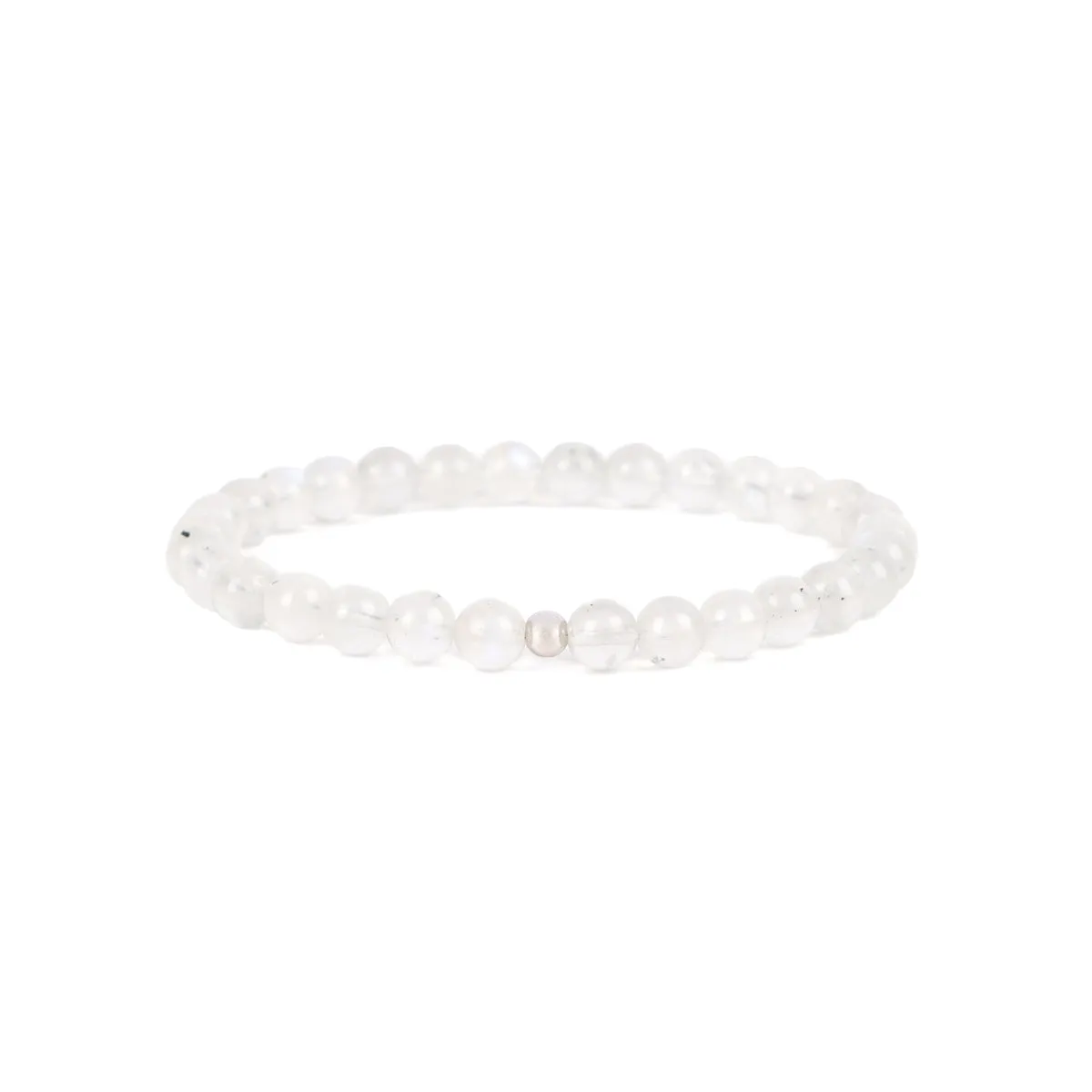 14k White Gold Rainbow Moonstone Bead Bracelet