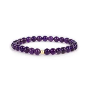 14k Yellow Gold Amethyst Bead Bracelet