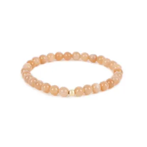 14k Yellow Gold Peach Moonstone Bead Bracelet