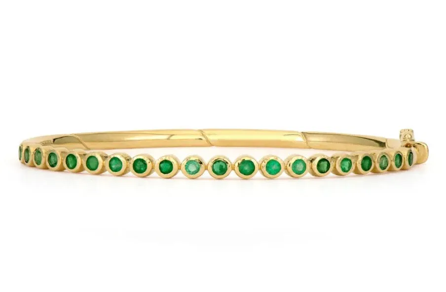 14KYG EMER, 0.10CT DIAMOND CLASSIC BEZEL BANGLE