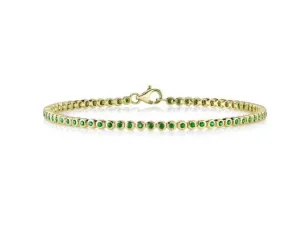 14KYG EMERALD BEZEL SET LINE BRACELET