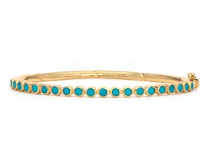 14KYG TURQ, 0.10CT GSI CLASSIC BEZEL BANGLE