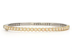 14KYG/STSLVR 1.69CT DIA BLENDED HAMMERED BANGLE