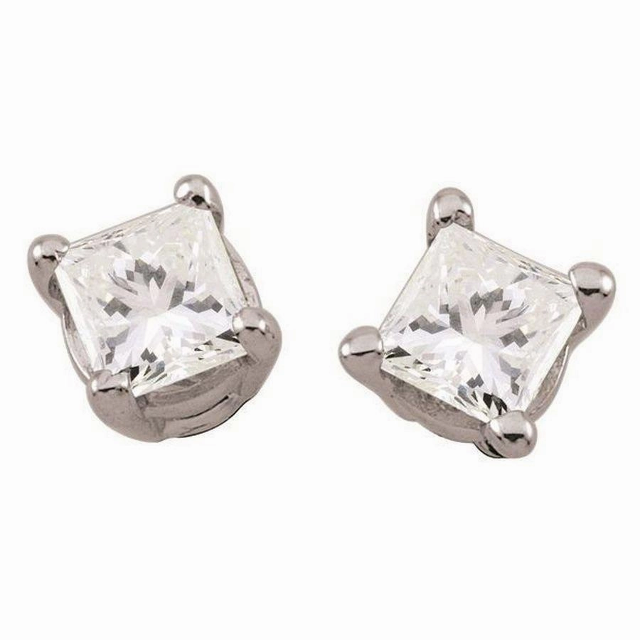18ct White Gold 0.28ct Princess Cut Diamond Stud Earrings