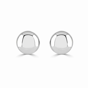 18ct White Gold Button Studs