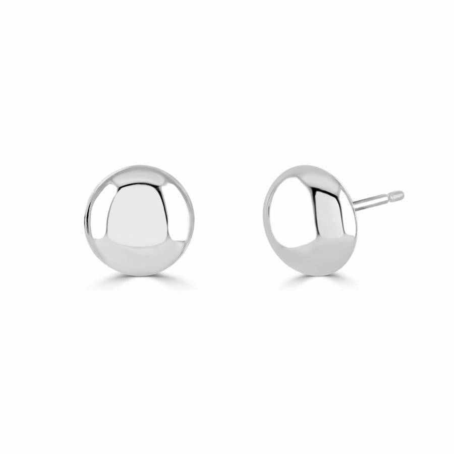 18ct White Gold Button Studs