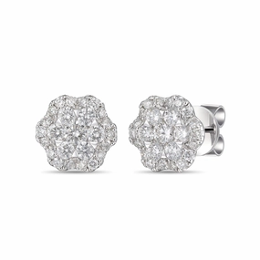 18ct white gold diamond set flower earrings