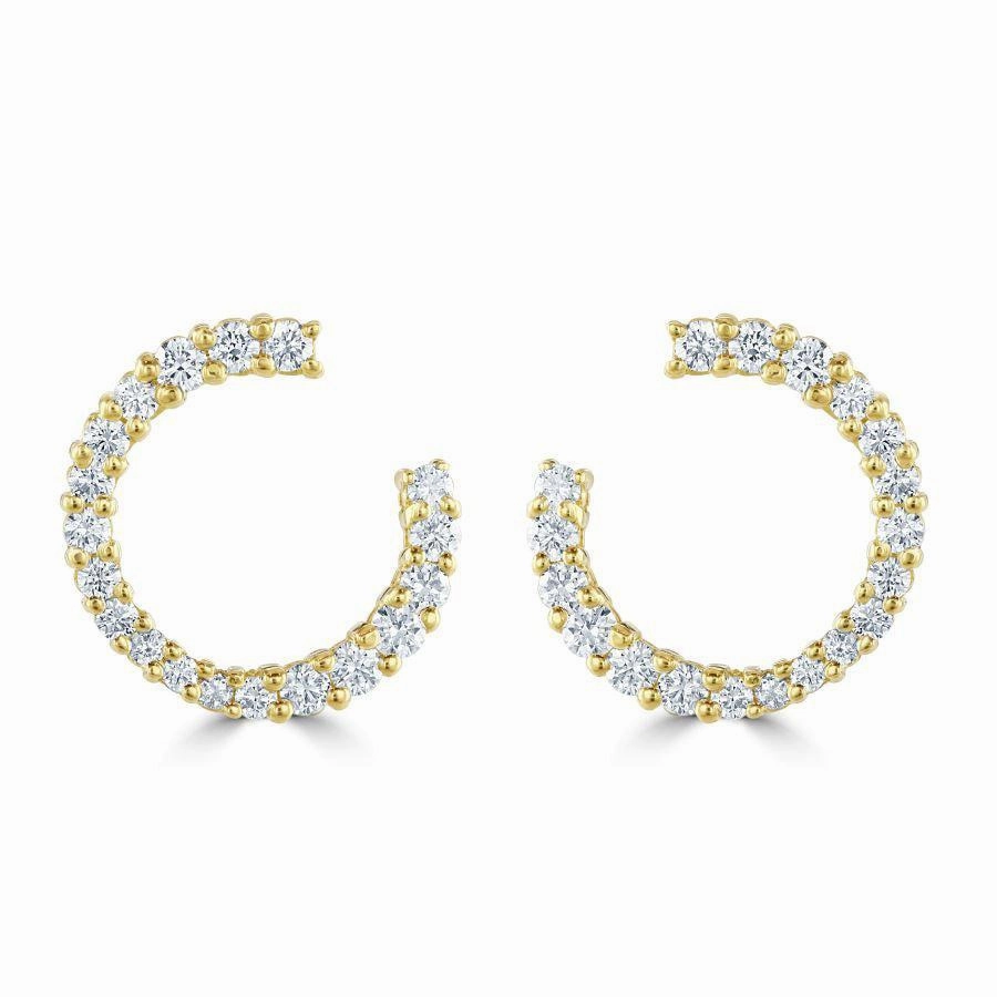 18ct Yellow Gold Round Brilliant Cut Diamond Loop Earrings