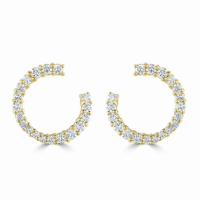 18ct Yellow Gold Round Brilliant Cut Diamond Loop Earrings