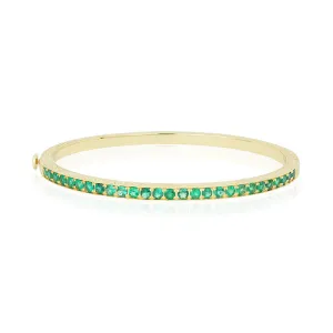 18k Yellow Gold Round Emerald Bangle