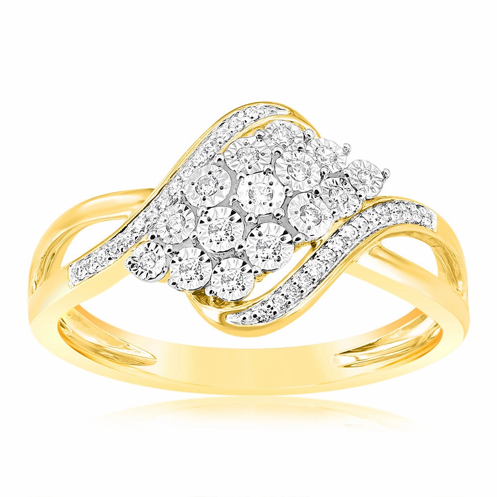 1/10 Carat Diamond Dress Ring in 9ct Yellow Gold