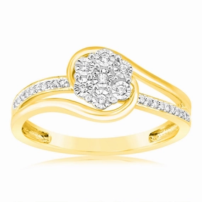 1/10 Carat Diamond Dress Ring in 9ct Yellow Gold