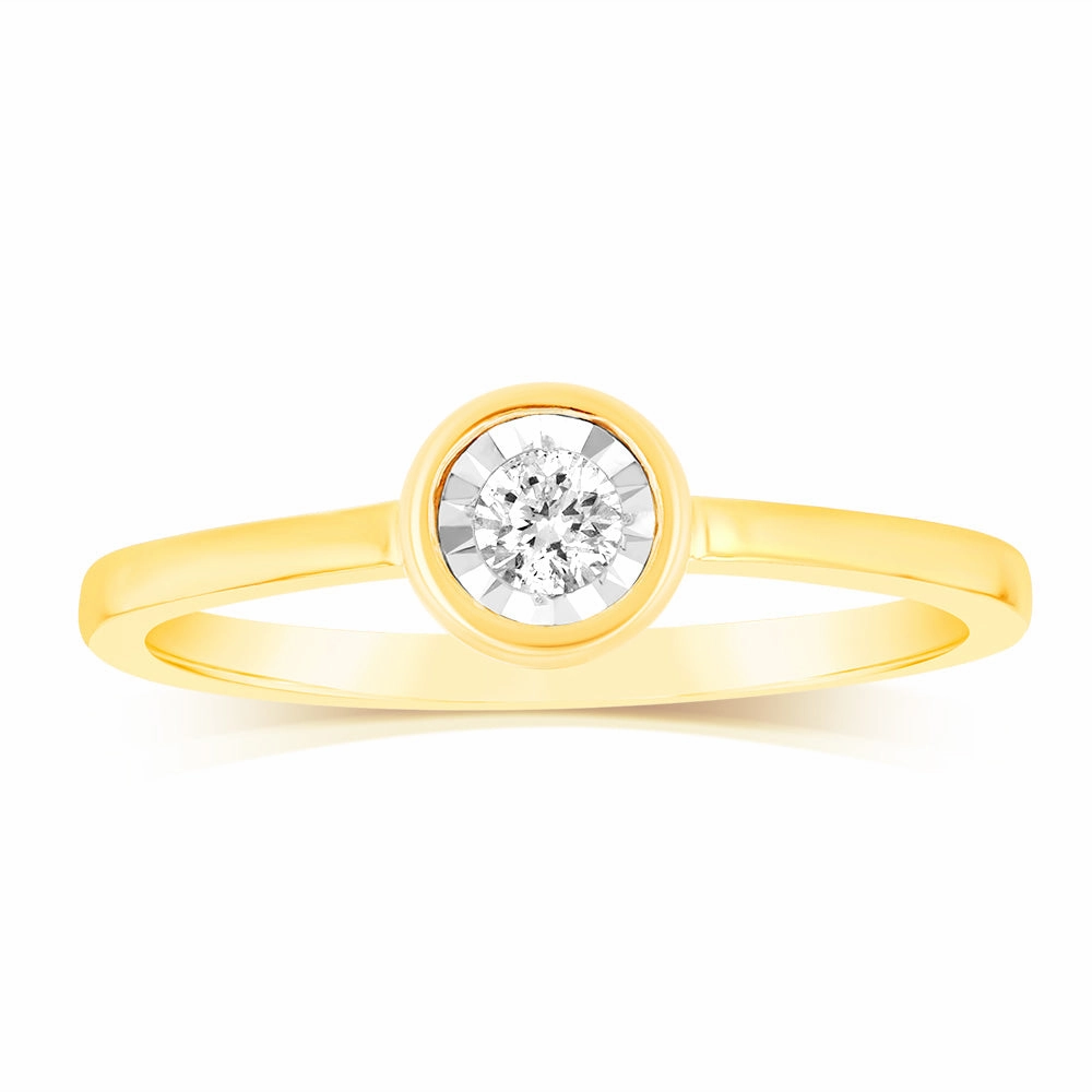 1/10 Carat Diamond Engagement Ring in 9ct Yellow Gold