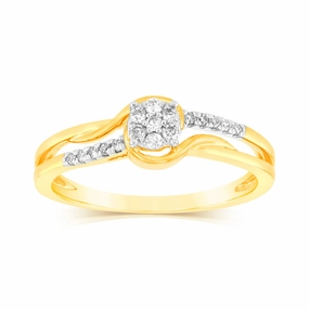 1/10 Carat Diamond Ring in 9ct Yellow Gold