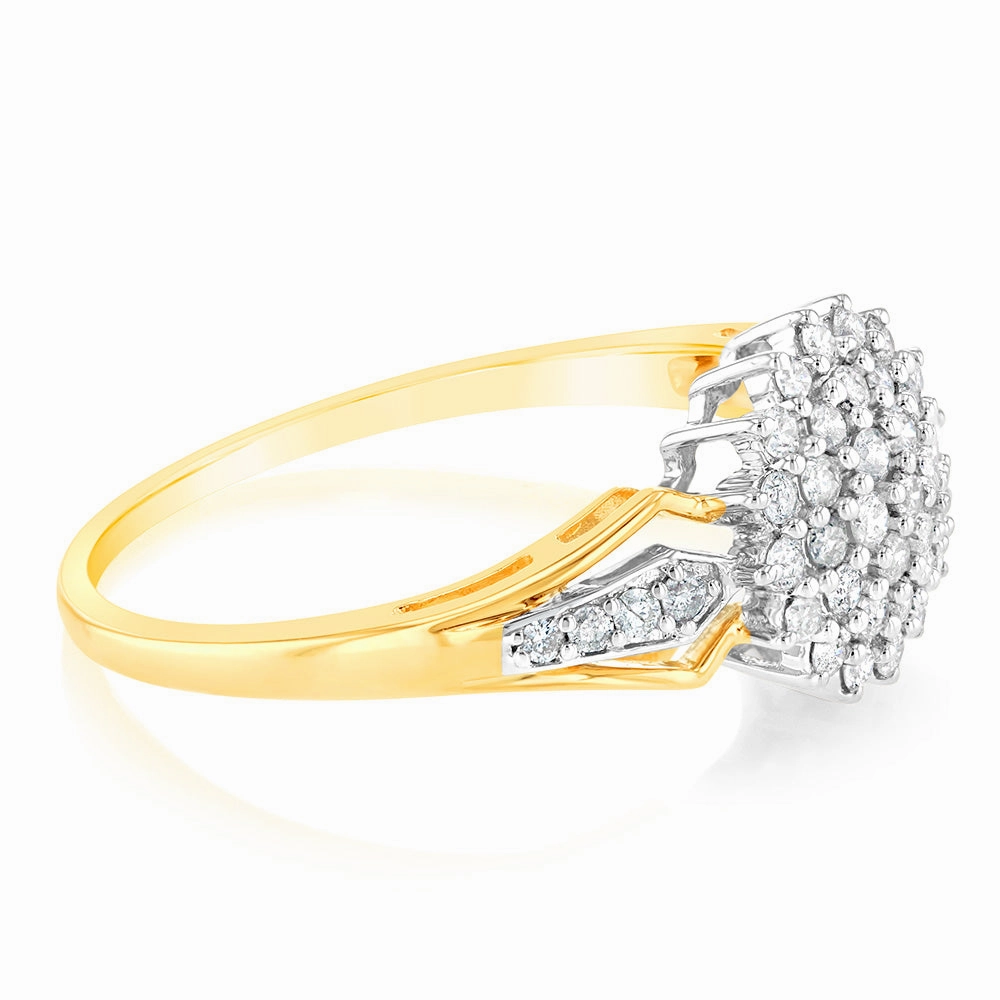 1/2 Carat Diamond Cluster Ring in 9ct Yellow Gold