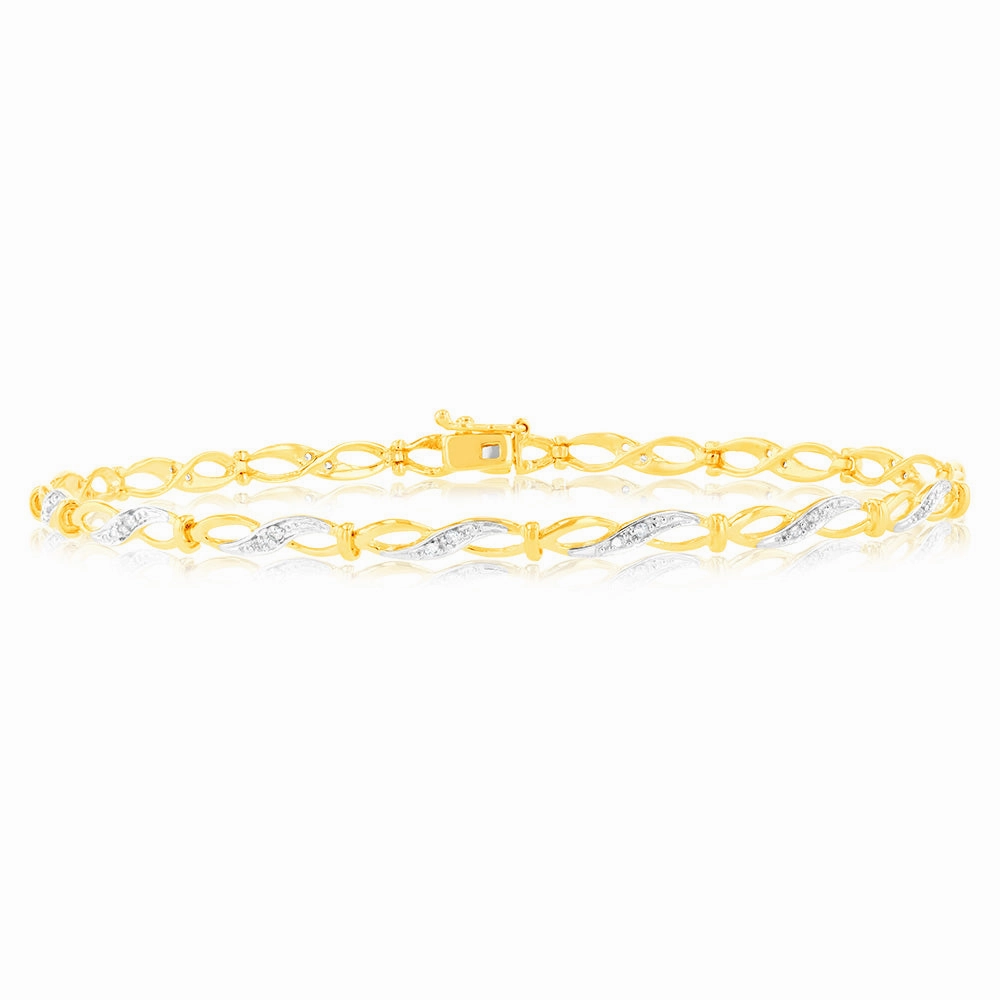 1/6 Carat Diamond Bracelet in 9ct Yellow Gold