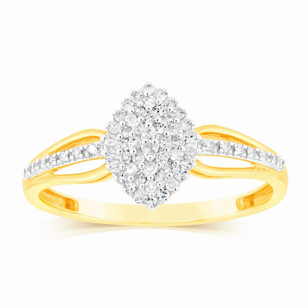 1/6 Carat Diamond Dress Ring in 9ct Yellow Gold