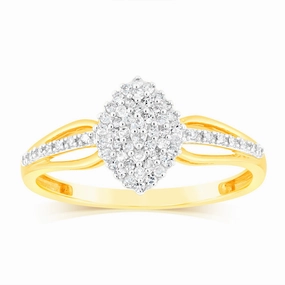 1/6 Carat Diamond Dress Ring in 9ct Yellow Gold
