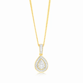 1/6 Carat Diamond Pendant in 9ct Yellow Gold