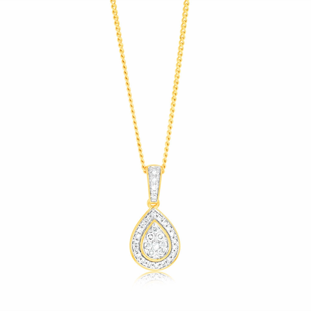 1/6 Carat Diamond Pendant in 9ct Yellow Gold