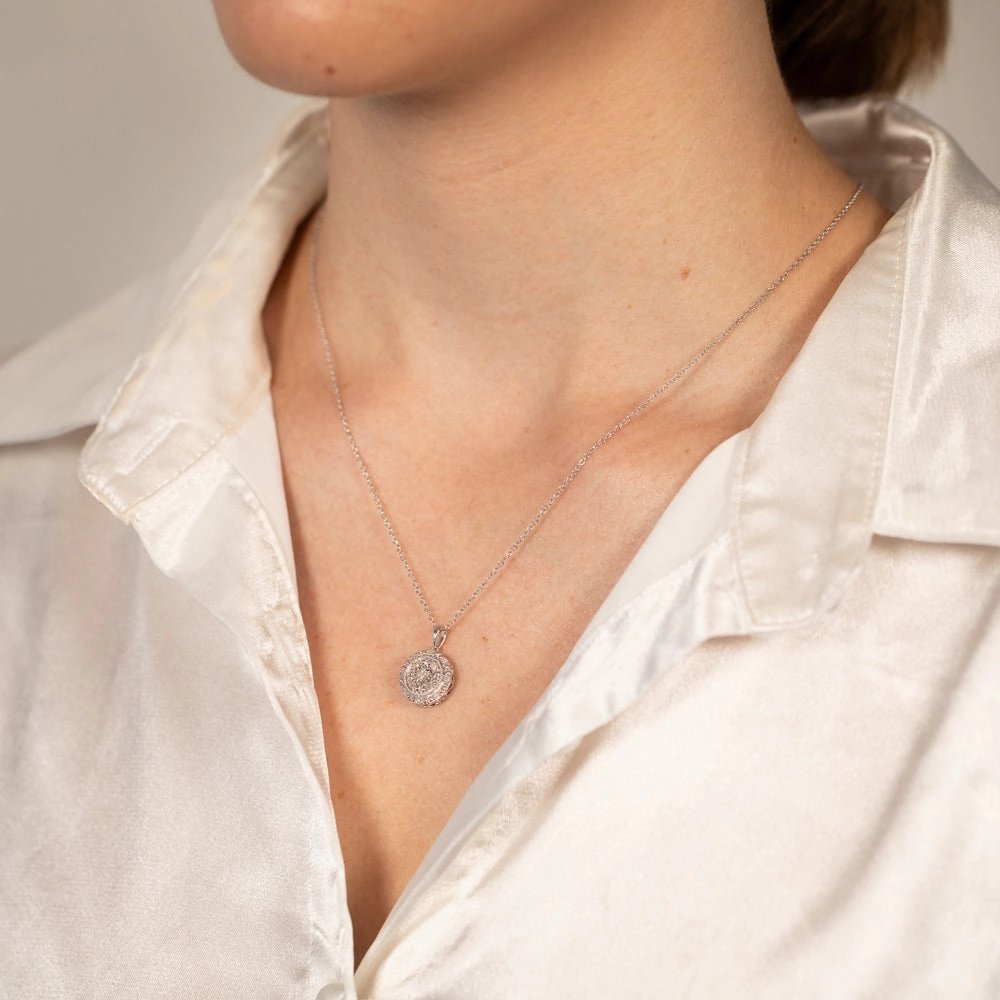 1/6 Carat Diamond Round Pendant in Sterling Silver