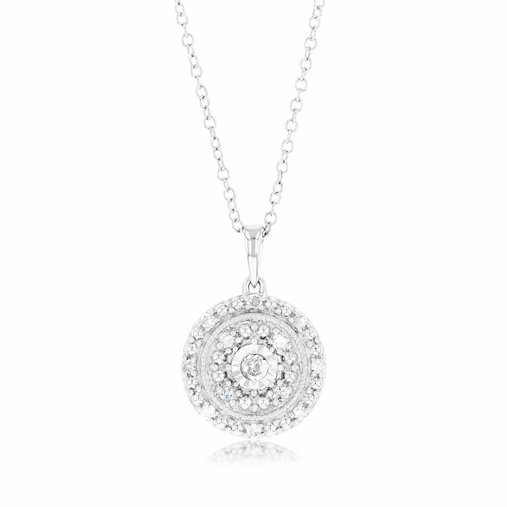 1/6 Carat Diamond Round Pendant in Sterling Silver